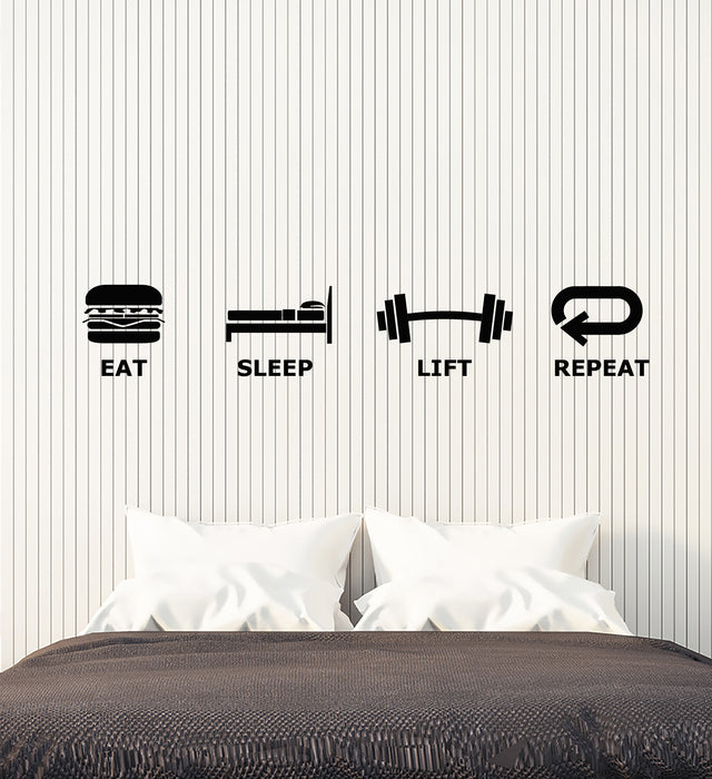 Vinyl Wall Decal Teen Room Decor Game Zone Eat Sleep Lift Repeat Stickers Mural (g2218)