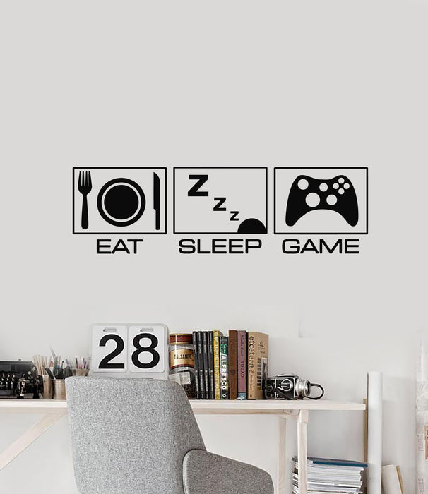 Vinyl Wall Decal Eat Sleep Game Zone Gamer Teen Room Decor Stickers Mural (g565)