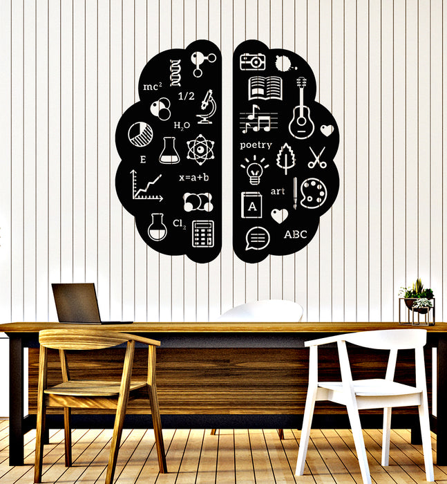 Vinyl Wall Decal Right Left Hemisphere Brain Mind Intelligence Stickers Mural (g6262)