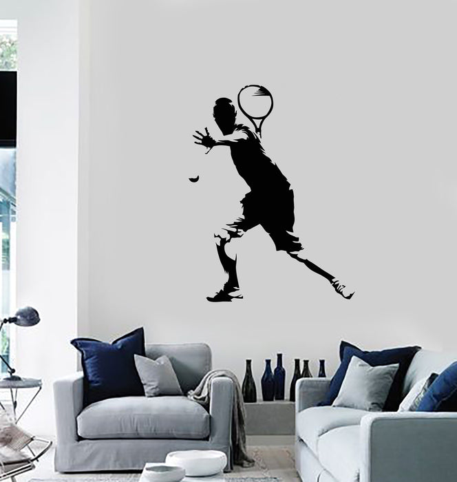 Vinyl Wall Decal Tennis Player Silhouette Sports Room Art Decor Stickers Mural (ig5525)
