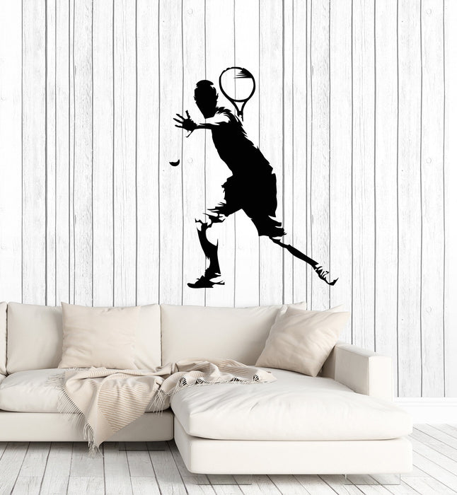 Vinyl Wall Decal Tennis Player Silhouette Sports Room Art Decor Stickers Mural (ig5525)