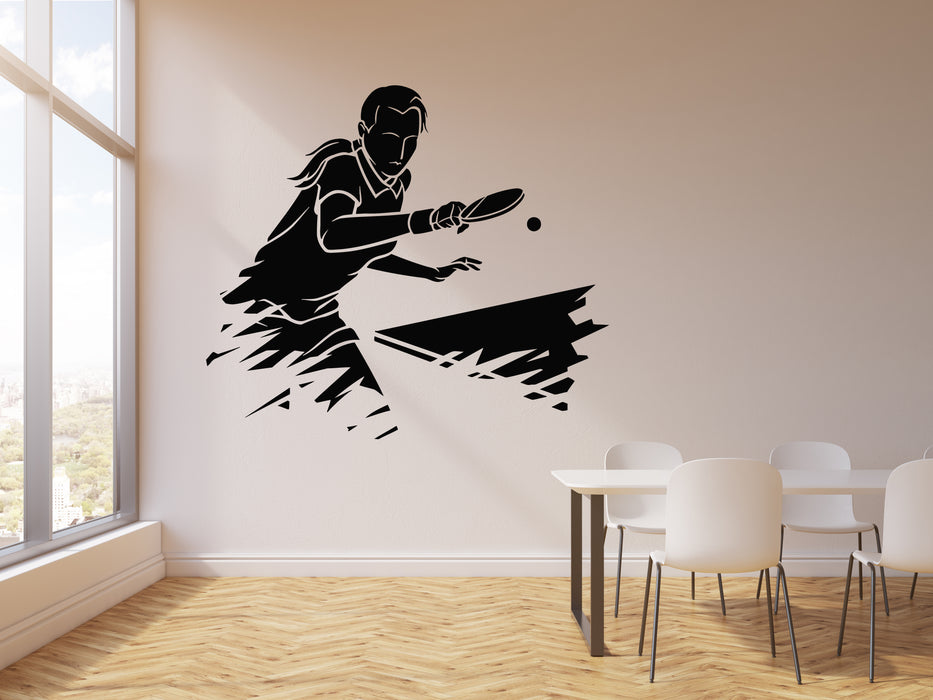 Vinyl Wall Decal Ping Pong Sports Table Tennis Athlete Game Room Stickers Mural (g1714)