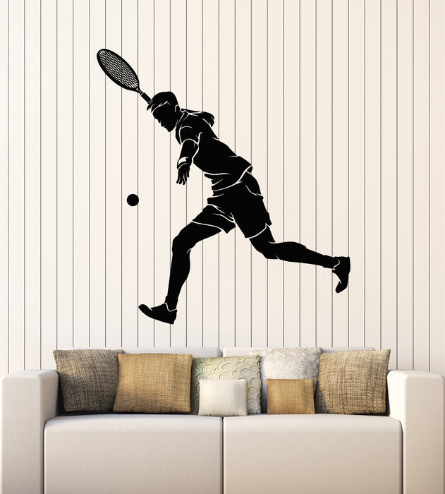 Autocollant mural en vinyle pour joueur de tennis, jeu de raquette et de balle, sport (g5858)