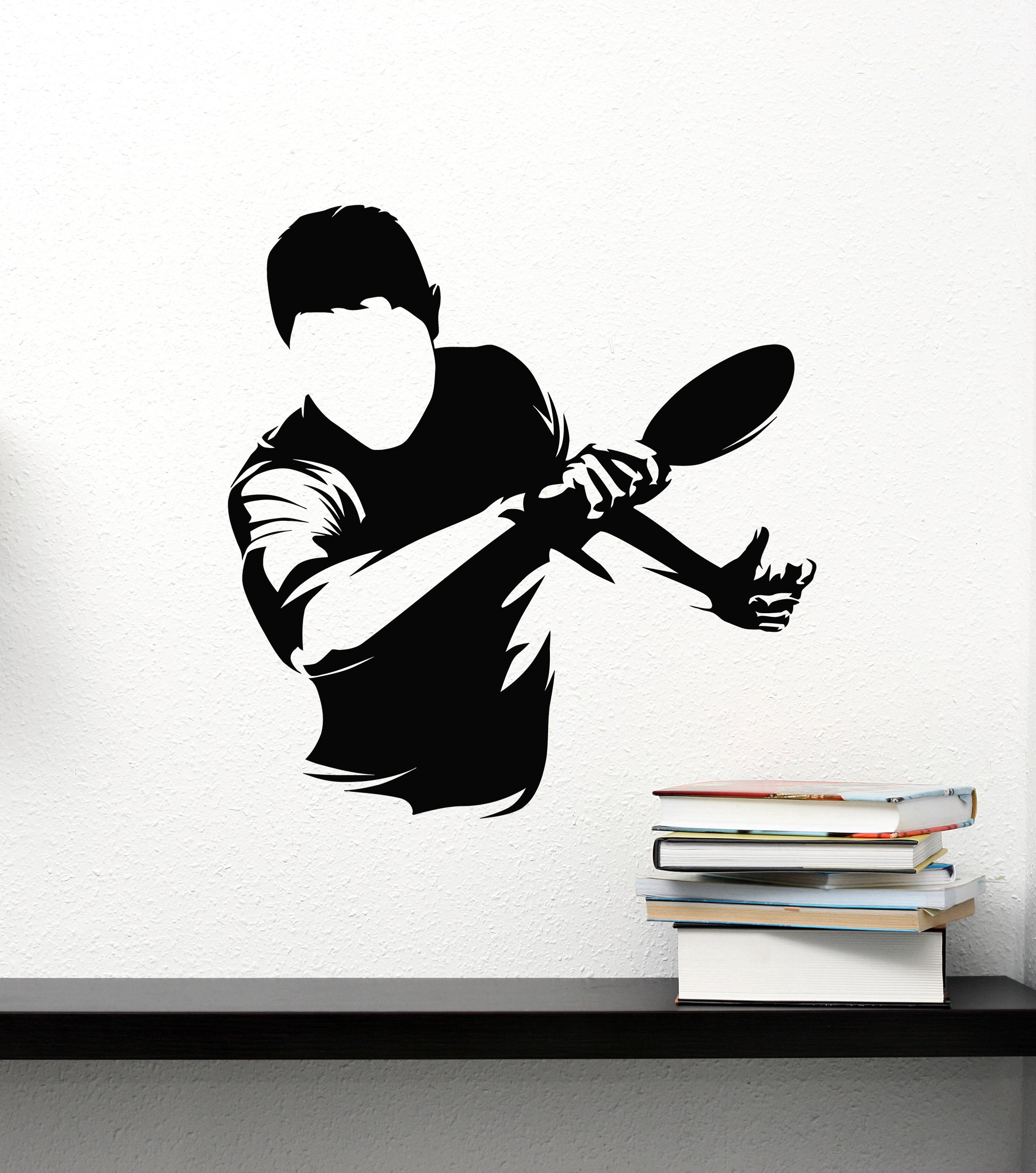 Vinyl Wall Decal Tennis Athlete Sport Player Racket Ping Pong Stickers ...
