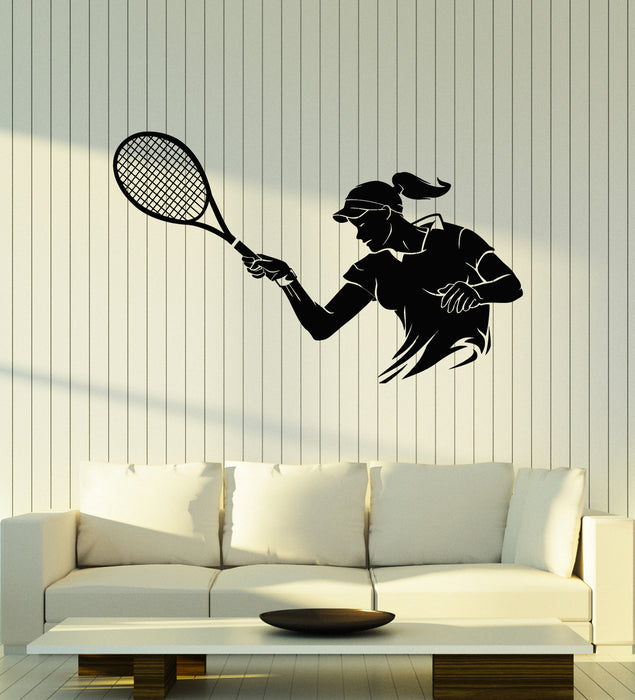 Vinyl Wall Decal Girl Athlete Game Tennis Ball Court Racket Sports Stickers Mural (g5841)