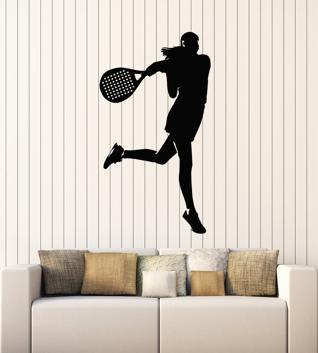 Vinyl Wall Decal Tennis Athlet Sport Girl Player Silhouette Racket Ball Stickers Mural (g7855)