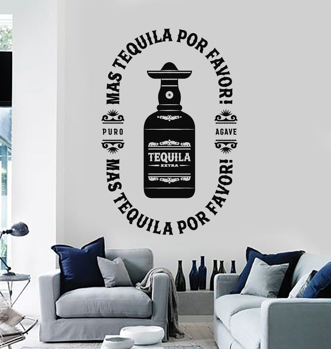 Vinyl Wall Decal Tequila Extra Mexico Alcohol Bar Pub Interior Stickers Mural (g5817)
