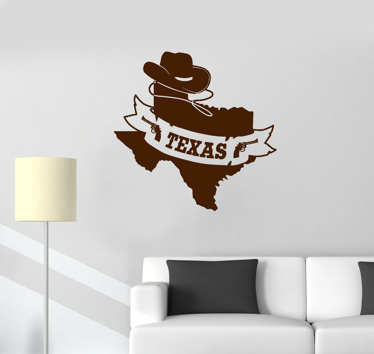 Vinyl Wall Decal Texas Map State Cowboy Home Room Interior Decor Stick ...