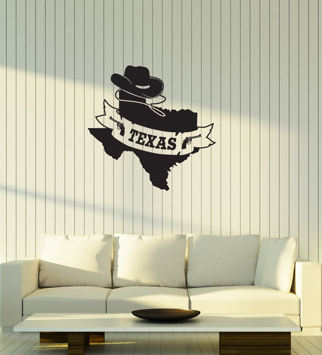 Autocollant mural en vinyle Carte du Texas État Cowboy Maison Chambre Décoration intérieure Autocollants Mural (ig5688)