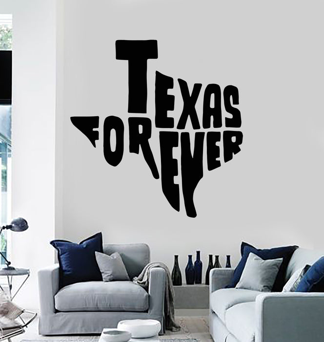 Vinyl Wall Decal Texas Forever Lettering Words Living Room Stickers Mural (g6577)