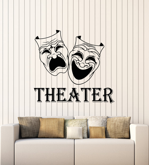 Vinyl Wall Decal Theater Actor Face Masks Comedy And Tragedy Stickers Mural (g5573)