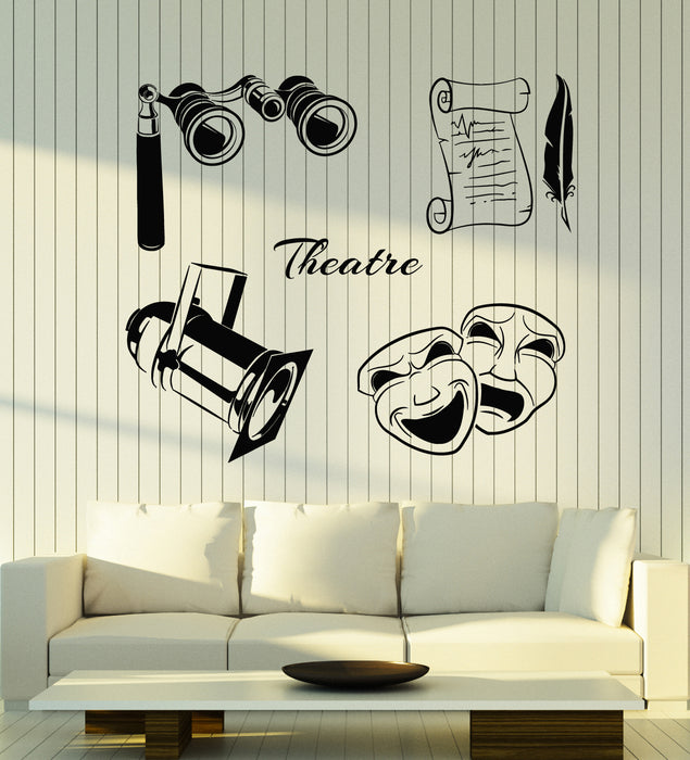 Vinyl Wall Decal Binocular Theatrical Art Laughing Crying Masks Stickers Mural (g5560)