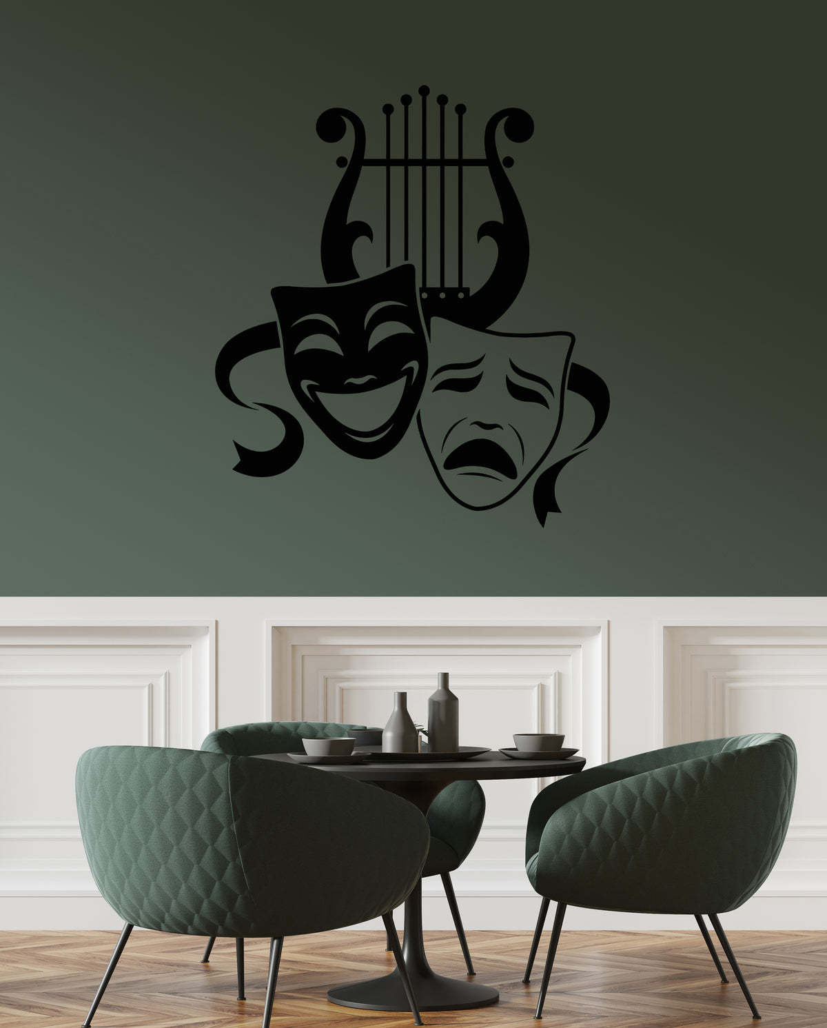 Vinyl Wall Decal Art Symbols Theatrical Masks Lyre Theatre Stickers Mu ...