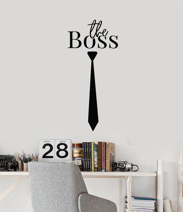 Vinyl Wall Decal Words The Boss Tie Gift Office Worker Stickers Mural (g3299)