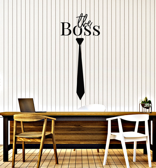 Vinyl Wall Decal Words The Boss Tie Gift Office Worker Stickers Mural (g3299)