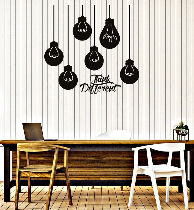 Vinyl Wall Decal Think Different Light Bulb Inspirational Quote Office Business Stickers Mural (ig5325)