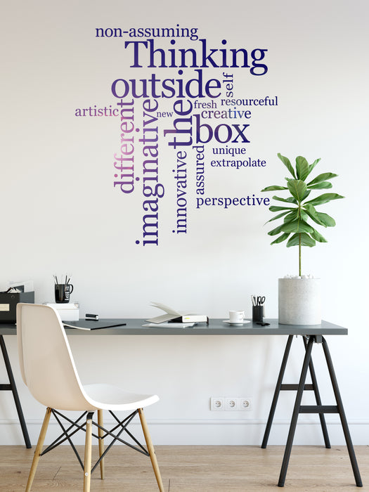 Vinyl Wall Decal Think Outside The Box School Words Inspirational Office Space Art Stickers Mural (ig6252)