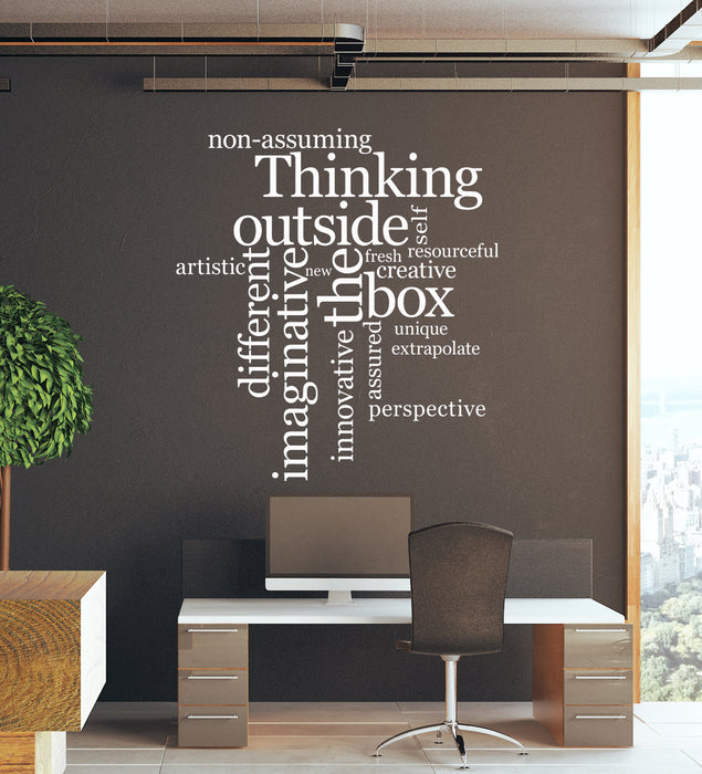 Vinyl Wall Decal Think Outside The Box School Words Inspirational Office Space Art Stickers Mural (ig6252)