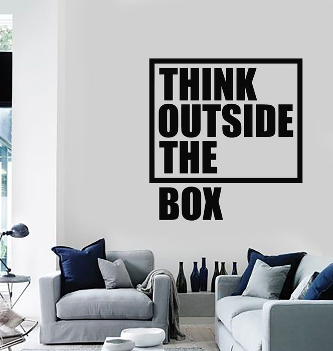 Vinyl Wall Decal Think Outside The Box Inspiration Phrase Work Stickers Mural (g2634)