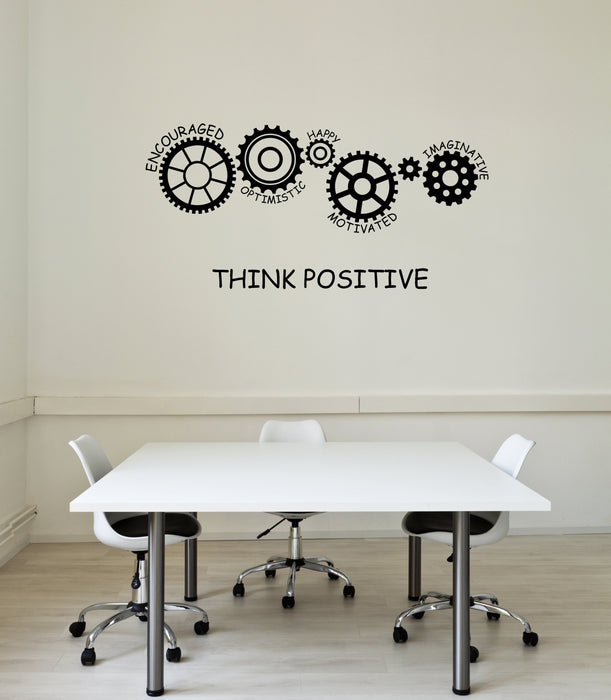 Vinyl Wall Decal Think Positive Office Space Art Gears Words Interior Stickers Mural (ig5832)