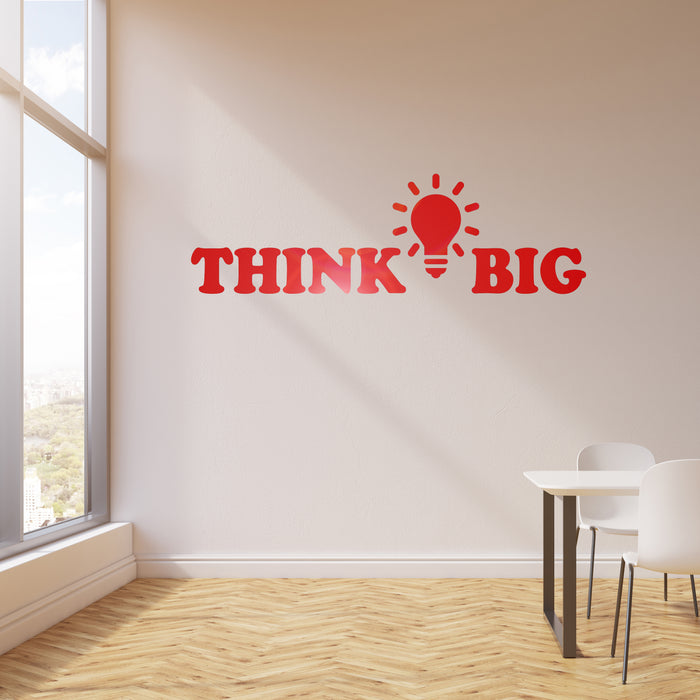 Vinyl Wall Decal Think Big Office Room Inspirational Words Space Lightbulb Stickers Mural (ig6261)