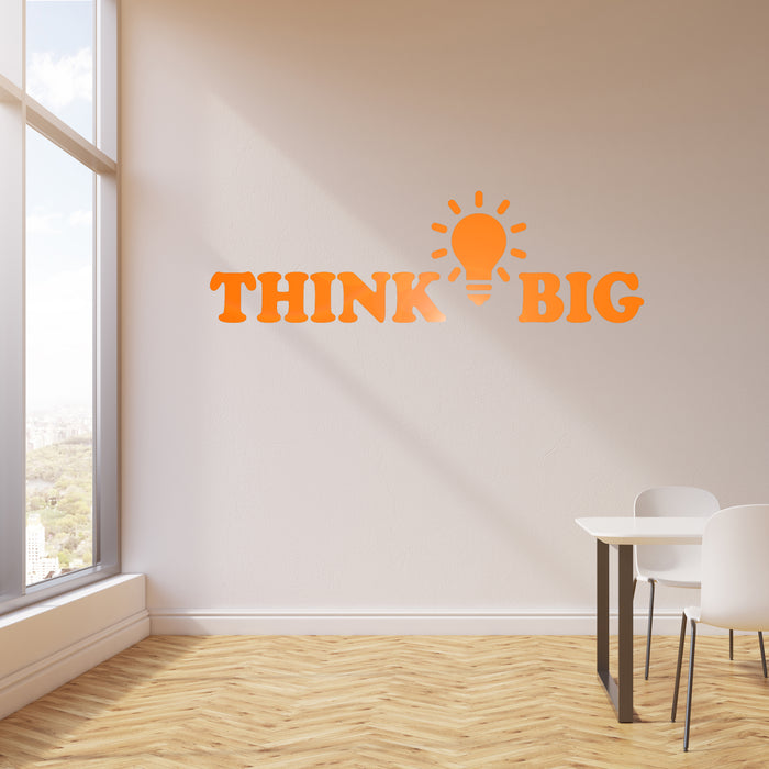 Vinyl Wall Decal Think Big Office Room Inspirational Words Space Lightbulb Stickers Mural (ig6261)