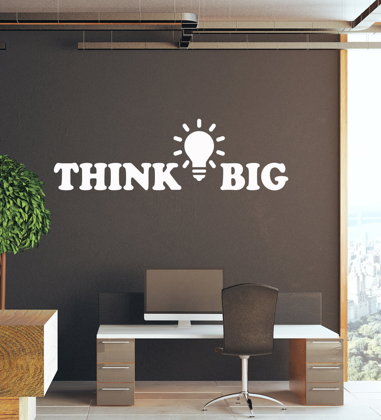 Vinyl Wall Decal Think Big Office Room Inspirational Words Space Light ...