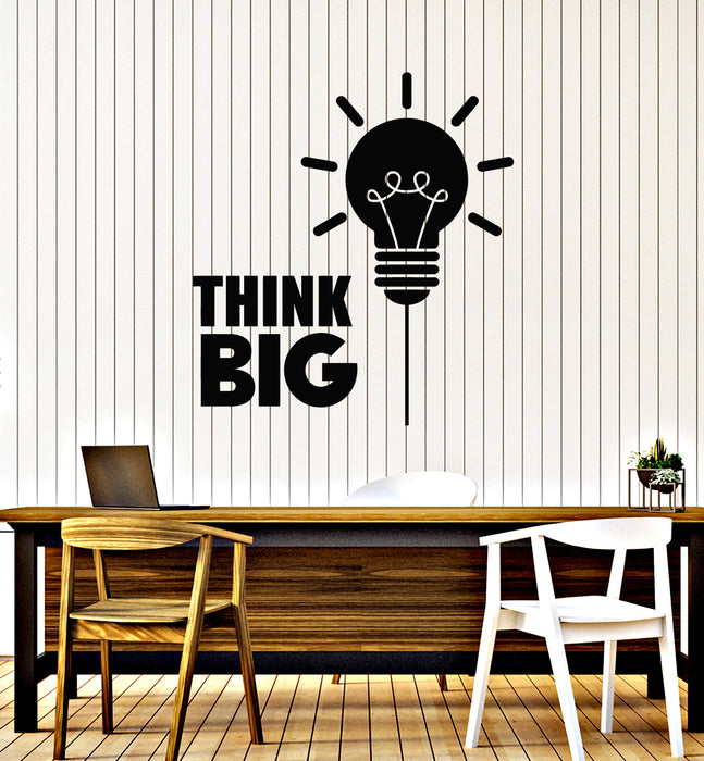 Vinyl Wall Decal Think Big Office Room Lightbulbs Inspirational Words Bulb Stickers Mural (g2872)