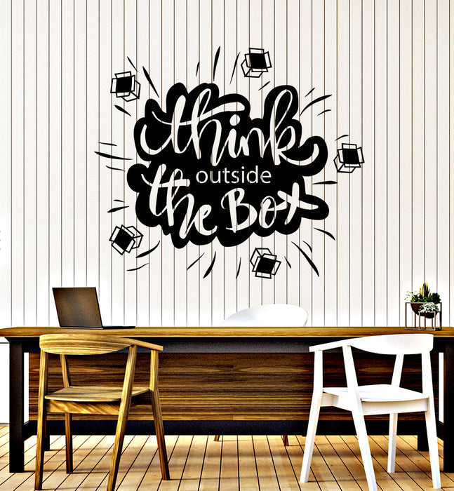 Vinyl Wall Decal Think Outside The Box Inspiration Idea Phrase Stickers Mural (g5096)