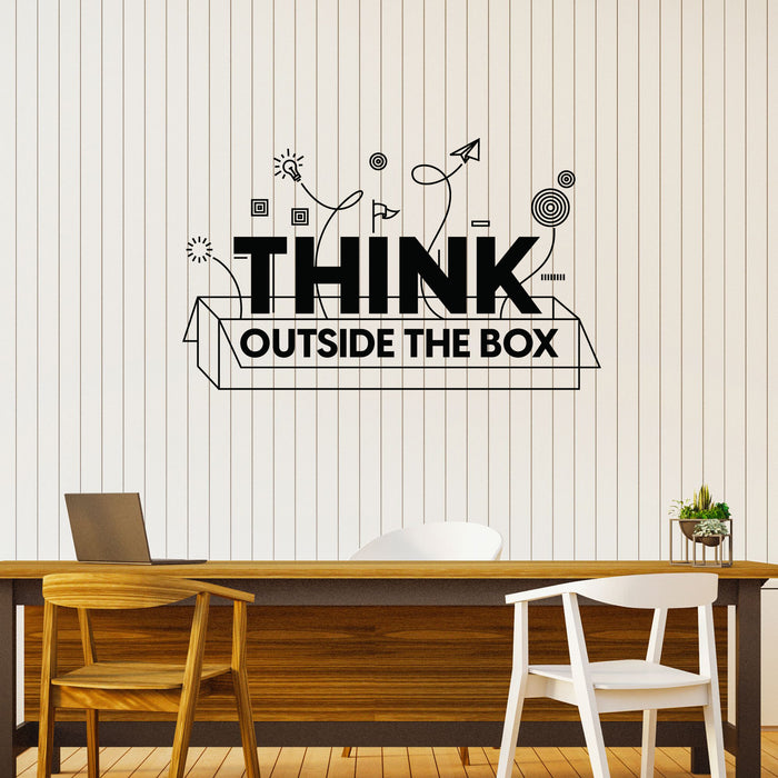 Think Outside The Box Vinyl Wall Decal Lettering Motivation Office Decor Stickers Mural (k205)