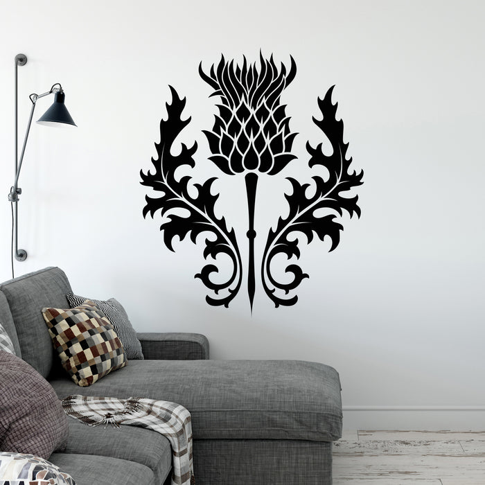 Autocollant mural en vinyle Chardon Écosse Emblème national écossais Décoration de chambre Autocollants Mural (ig6488)