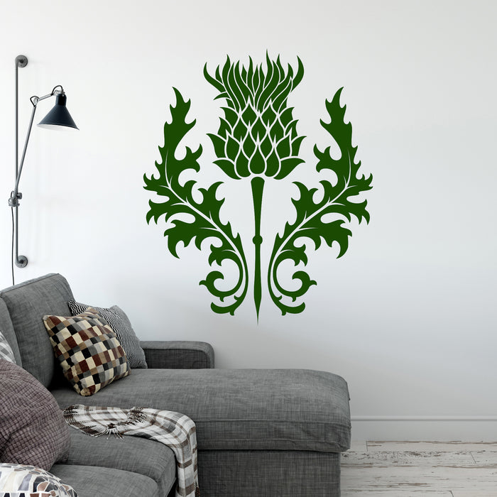 Autocollant mural en vinyle Chardon Écosse Emblème national écossais Décoration de chambre Autocollants Mural (ig6488)