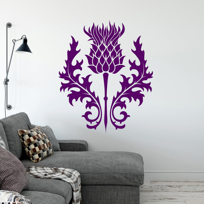 Autocollant mural en vinyle Chardon Écosse Emblème national écossais Décoration de chambre Autocollants Mural (ig6488)