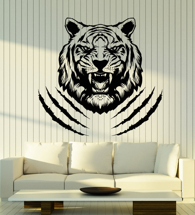 Vinyl Wall Decal Aggressive Tiger Tribal Predator Head Animal Stickers Mural (g2613)