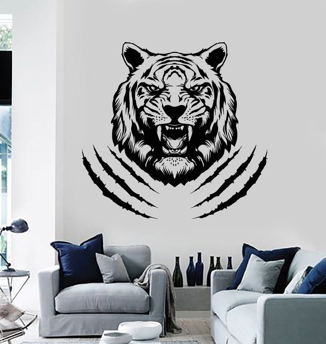 Vinyl Wall Decal Aggressive Tiger Tribal Predator Head Animal Stickers Mural (g2613)