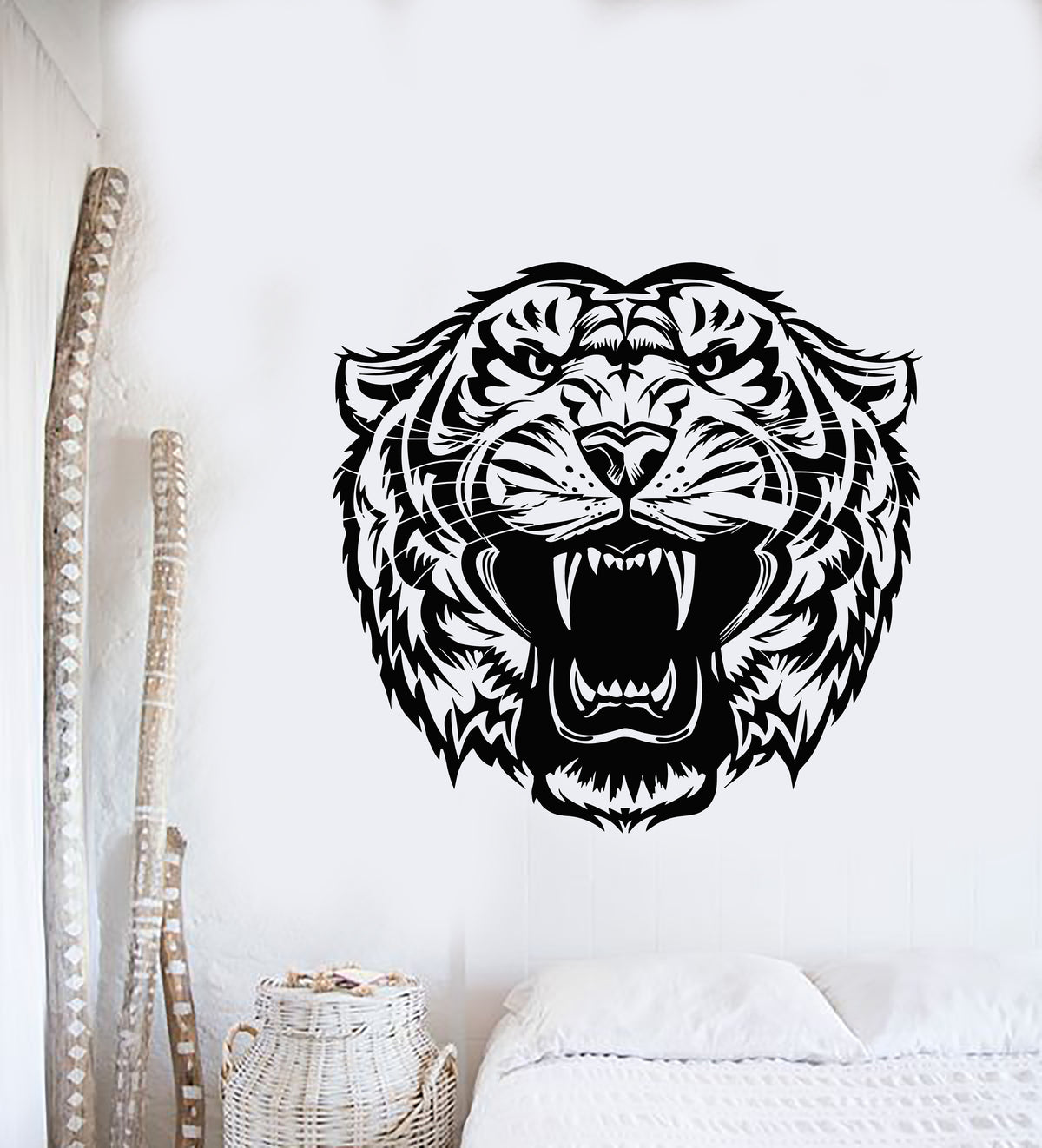 Vinyl Wall Decal Tiger Head Predator Aggressive Wild Animal Stickers M ...