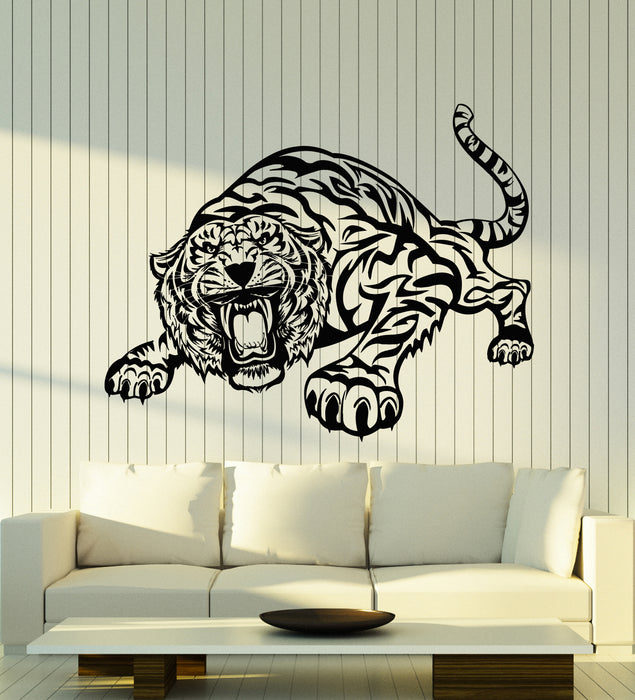 Vinyl Wall Decal Tiger Predator Aggressive Tribal Animal Stickers Mural (g5488)