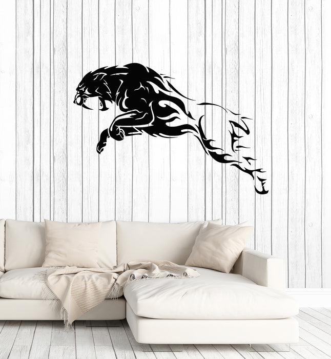 Vinyl Wall Decal Jumping Tiger Predator Jungle Wild Animal Stickers Mural (g4465)