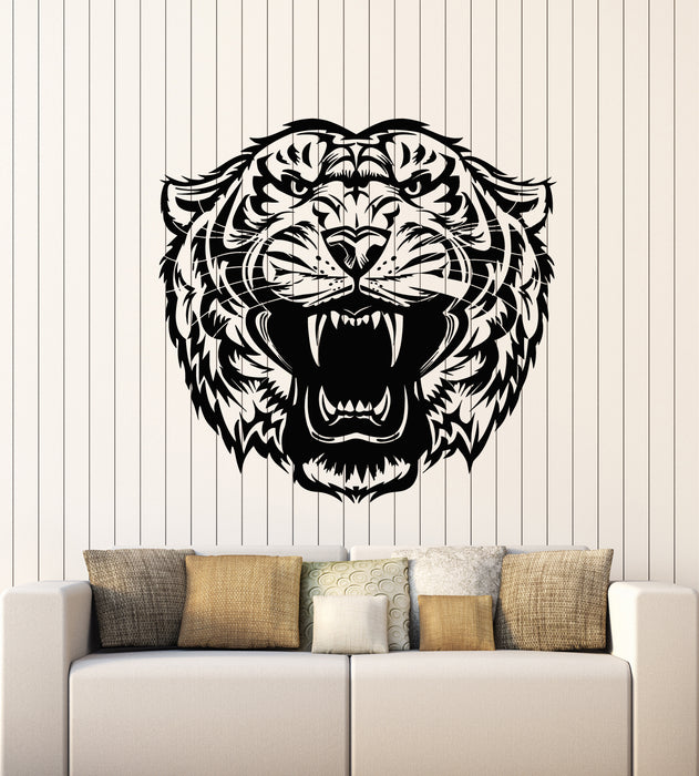 Vinyl Wall Decal Tiger Head Predator Aggressive Wild Animal Stickers Mural (g4928)