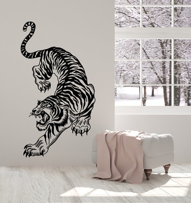 Vinyl Wall Decal Animal Jungle Tiger Aggressive Tribal Big Cat Stickers Mural (g5458)