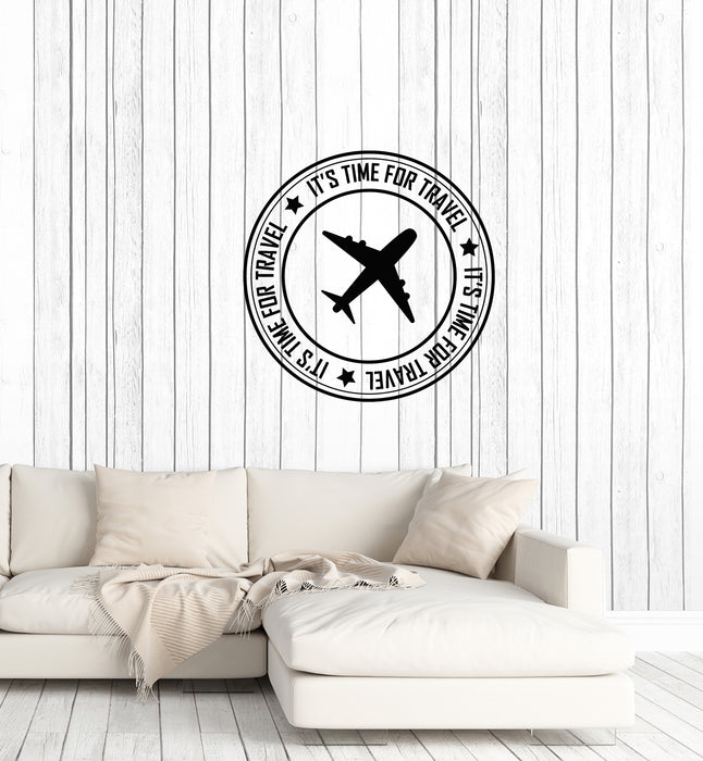 Виниловая наклейка на стену Время путешествий Туристическое агентство Почтовая марка Путешественник Наклейки Настенная роспись (ig6039)