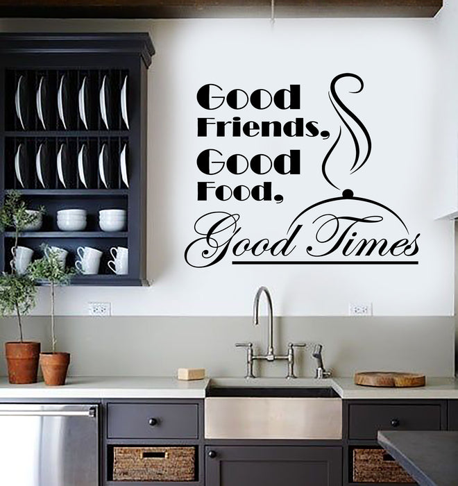 Vinyl Wall Decal Food Friends Time Eat Quote Restaurant Kitchen Stickers Mural (g153)