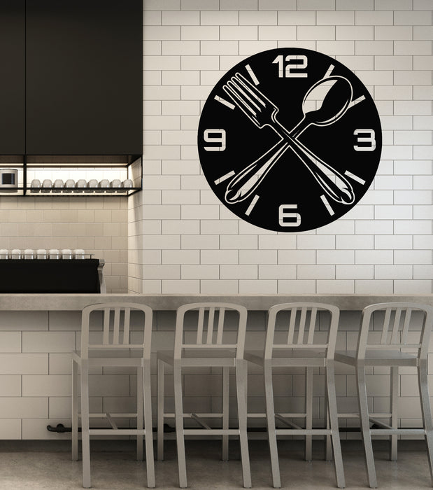 Vinyl Wall Decal Clock Time Restaurant Food Dining Room Cafe Stickers Mural (g3435)
