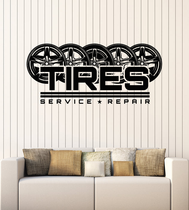 Vinyl Wall Decal Auto Racing Tires Wheel Service Repair Garage Stickers Mural (g7502)