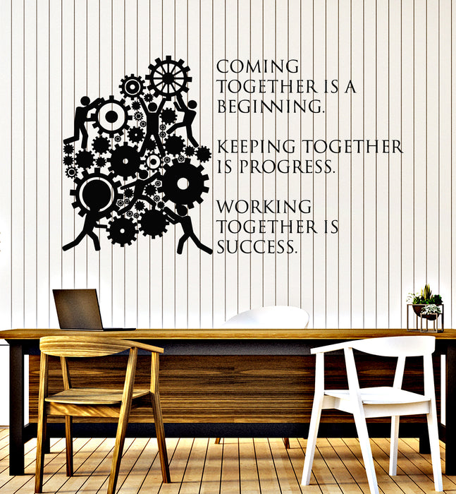 Vinyl Wall Decal Together Progress Office Space Decor Gears Stickers Mural (g5489)