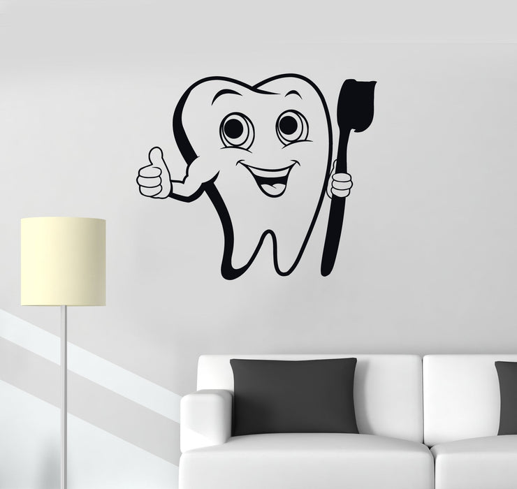 Vinyl Wall Decal Positive Tooth Toothbrush Dental Care Bathroom Decor Stickers Mural Unique Gift (ig5223)