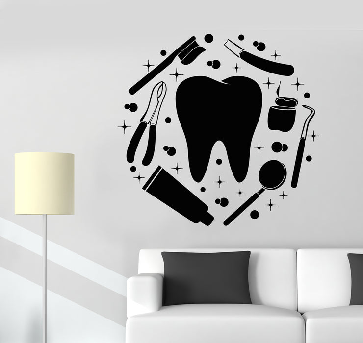 Vinyl Wall Decal Tooth Dentist Tools Dentistry Clinic Stomatology Stickers Mural (g5651)