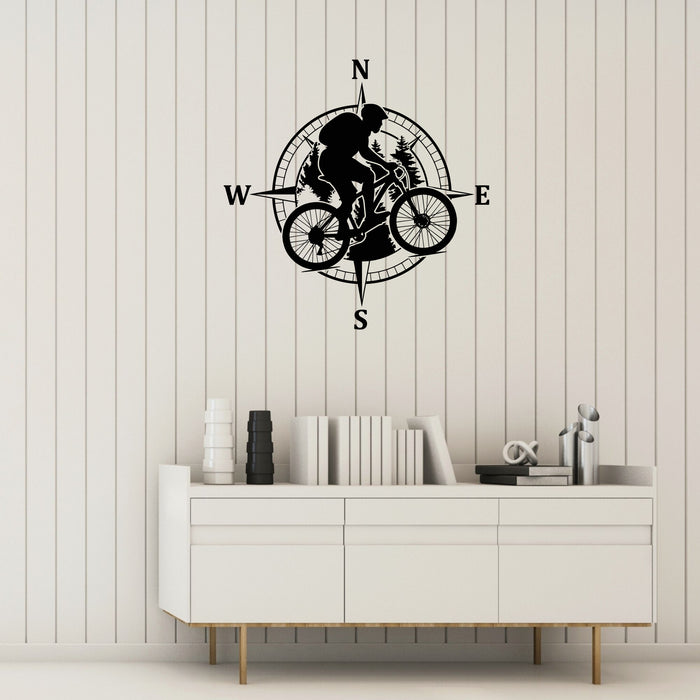 Tourism Vinyl Wall Decal Compass Bicycle Hobby Sport Stickers Mural (k336)