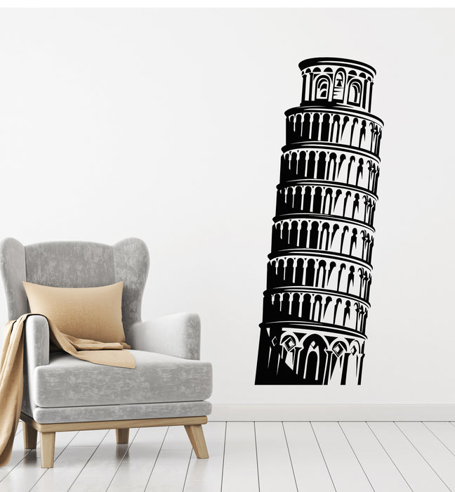 Vinyl Wall Decal Italian Architecture Tower of Pisa Travel Agency Stickers Mural (g2410)
