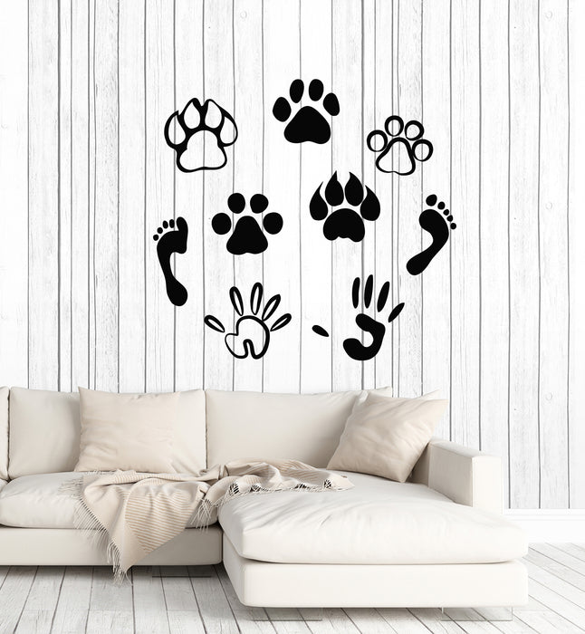 Vinyl Wall Decal Pets Traces People Paws Prints Friendly Animals Stickers Mural (g2629)